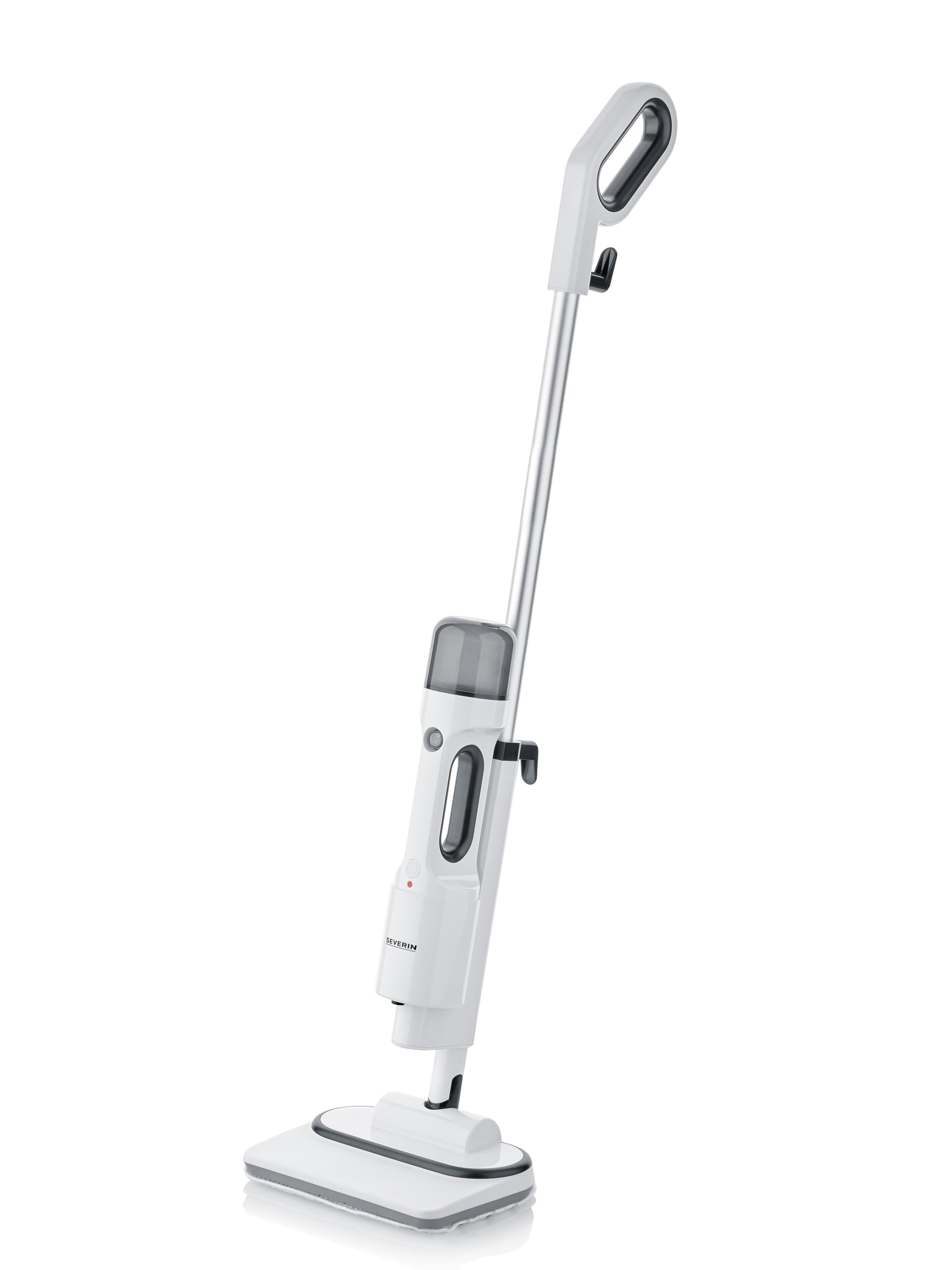 SEVERIN Limpiador de vapor con accesorios, fregona eléctrica, limpiadora multiusos para alfombras, baldosas y suelos duros, baños y cocina para grifos, placas y más, blanco/negro, SC 7142
