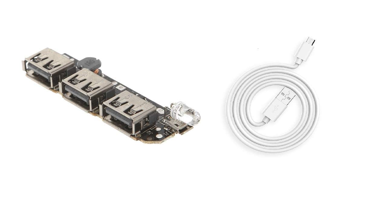 DC 5V 2.1A 3 USB Power Bank Module Battery Charger Module Circuit Board Step Up Boost DIY with Mobile Charging Cable for Multiple Application-image-12