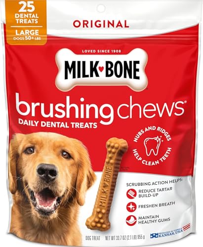 Image of Milk-Bone Brushing Chews Large Daily Dental Dog Treats, 33.7 oz Bag
