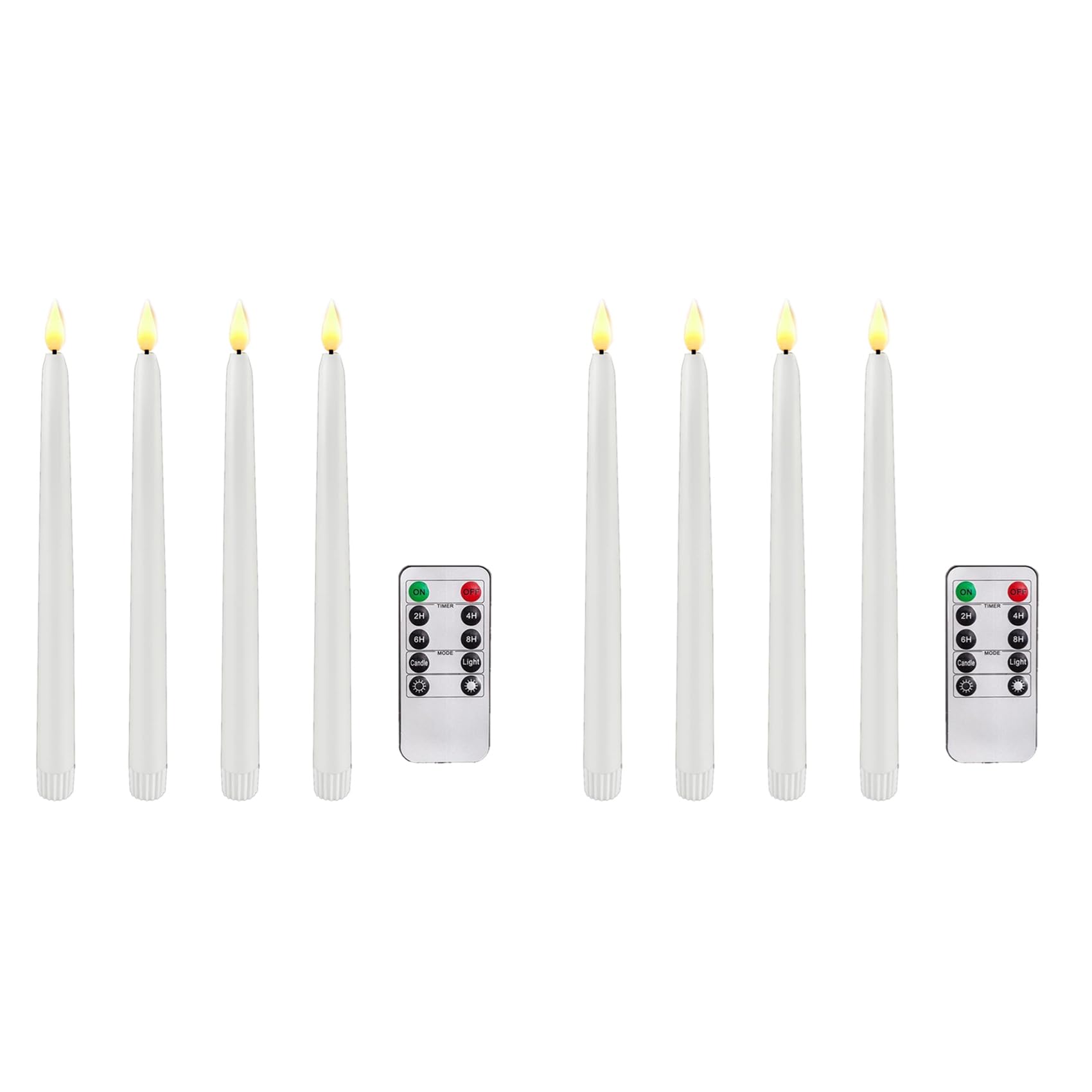 Vjsujehgy 8 Pcs Remote Flameless Candlesticks,Timer Battery Operated LED Taper Candles for Halloween,Wedding Decoration White