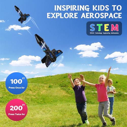 Image of Rocket Launcher for Kids -200 Feet of Flight Altitude, Auto Electric Rocket Toys with Safe Parachute, Outdoor Summer Yard Toys Easter Birthday Gifts for Boys & Girls Age 6 7 9 10 12 8-13 Years Old