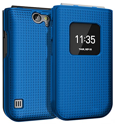 Case for Nokia 2720 V Flip Phone, Nakedcellphone [Cobalt Blue] Protective Snap-On Hard Shell Cover [Grid Texture]