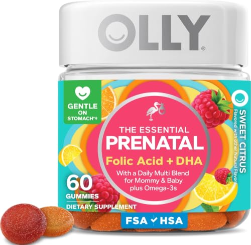 OLLY Prenatal Multivitamin Gummy, Daily Blend for Mommy & Baby - 60 Count