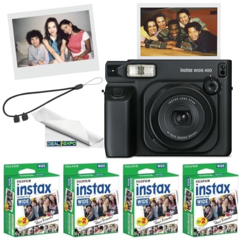 Image of FUJIFILM instax Wide 400 Instant Film Camera (Black + Extra Film (80 Sheets))