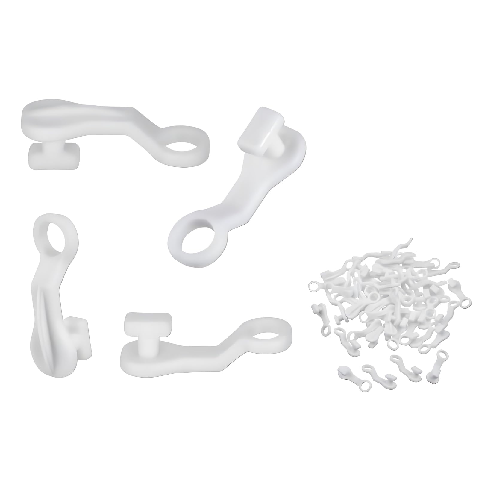 Tivleed 60 Pack White Plastic Curtain Glider Hooks - Heavy Duty Curtain Track Gliders & Rail Fittings for Caravan, Motorhome, Home, Drapes & Blackout Curtains, Universal Sliding Hooks
