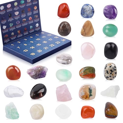 Crystal Advent Calendar 2026 for Kids, 24 Natural Gemstones & Healing Stones Advent Calendar with...