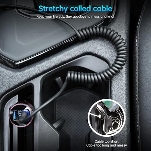 Cable Lightning en espiral para iPhone paquete de 2 unidades de 3 pies color negro 4