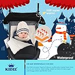 KIDIZ® Babyfußsack Baby Fußsack Winterfußsack Babyschale mit Reißverschluss Kuschelsack Babydecke Kinderwagen waschbar verschließbarer Kopfteil,Tasche, passend für alle Kinderwagen, Farbe:Schwarz