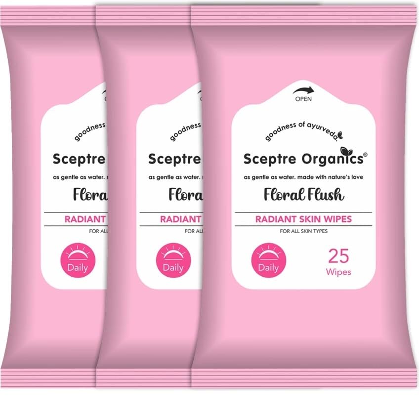 Organic Floral Flush Radiant Skin Wipes | Ayurvedic & Hydrating for All Skin Types (Pack of 3)-image-16