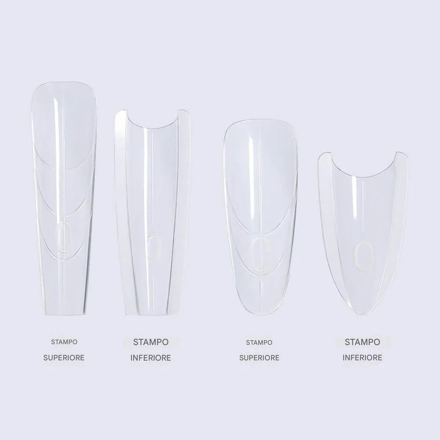 Modulo per punte unghie in gel 240Pc | Forme unghies duali sandwich | Forma unghie gel costruttore | Stampis stile francese forme estensione unghies artistiche per un design manicure