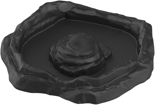 Reptile Feeding Dish Tortoise Water Food Bowl Realistic Corner Reptile Bathing Pool Turtle Water Dish for Turtle- Black M
