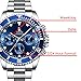 Alienwork Reloj Automático Hombre Mujer Plateado Pulsera de Metal Acero Calendario Fecha Azul Marino Multi-función Fondo de Vidrio Imagen de Alienwork Reloj Automático Hombre Mujer Plateado Pulsera de Metal Acero Calendario Fecha Azul Marino Multi-función Fondo de Vidrio
