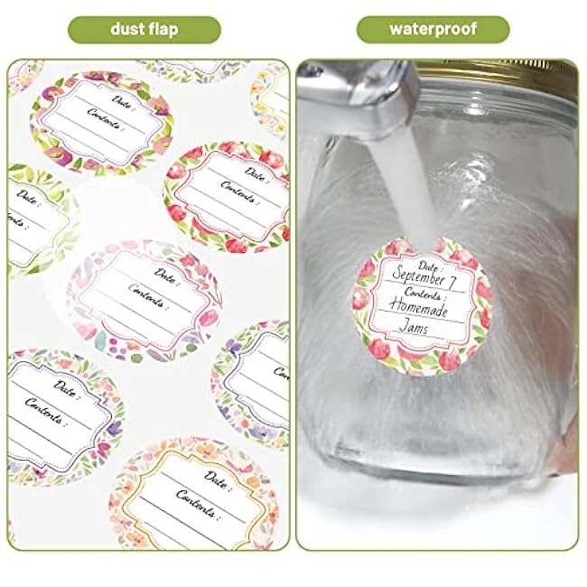 Fancy Land 300 Waterproof Canning Labels for Jars Labels Food Labels Round for Food Container Spice Lids Canister Food Storage Canning Supplies 2 Inch Watercolor