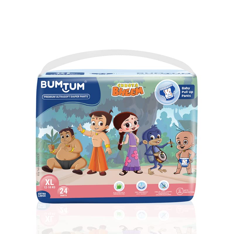 Bumtum Chota Bheem XL Size Baby Diaper Pants, 24 Count, Leakage Protection Infused With Aloe Vera, Cottony Soft High Absorb Technology-image-37