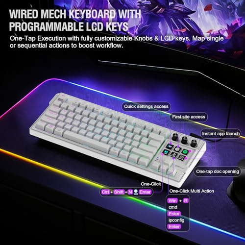 Image of Mechanical Keyboard with Full-Key Programmable, Macro Pad Stream Controller Deck with Screen & Knob, Gasket Gaming Streaming Shortcut Keypad, Wired, Hot Swappable, RGB Backlight for PC Mac