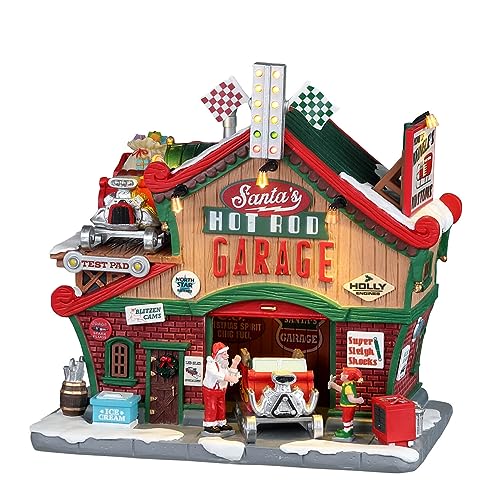 Lemax Village Collection Santa's Hot Rod Garage, with 4.5V Adaptor