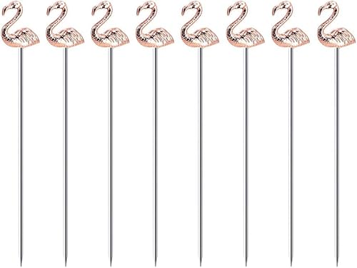 8 palillos de cóctel de Martini reutilizables, palillos de aceituna para adornar, brocheta de frutas, paquete de palillos de dientes (piña plateada)