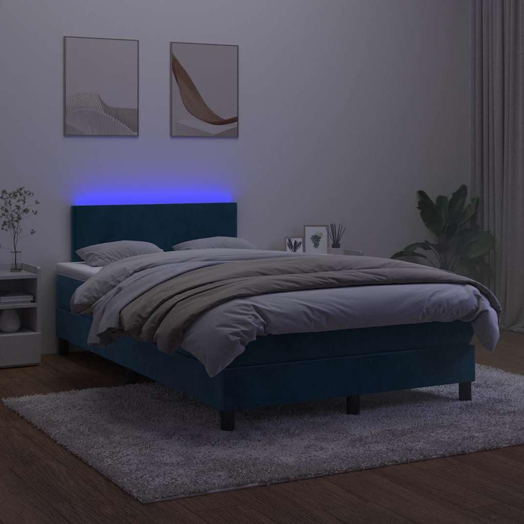 Aksamitne z regulowanym zagłówkiem LED 120x190 cm Niebieski