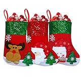 Lapeort 3PCS 10 Inches Christmas Stockings Classic Fireplace Hanging Xmas Stockings for Family Holid