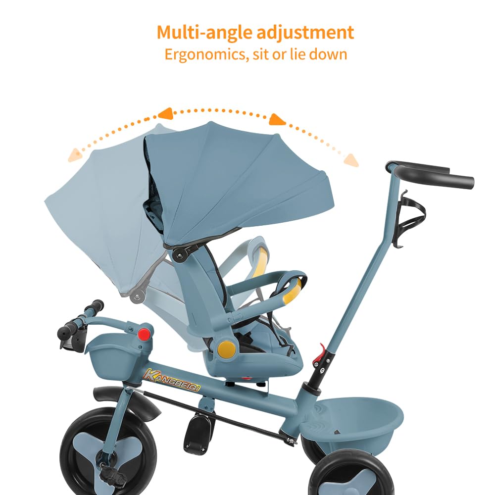 5 in 1 Poussette 3 Roues,jusqu'à 25 kg,Poussette canne,Tricycle évolutif pour Enfant,Grande Capote,Pliage Compact,Dossier Inclinable,Grandes Roues Tout Terrain