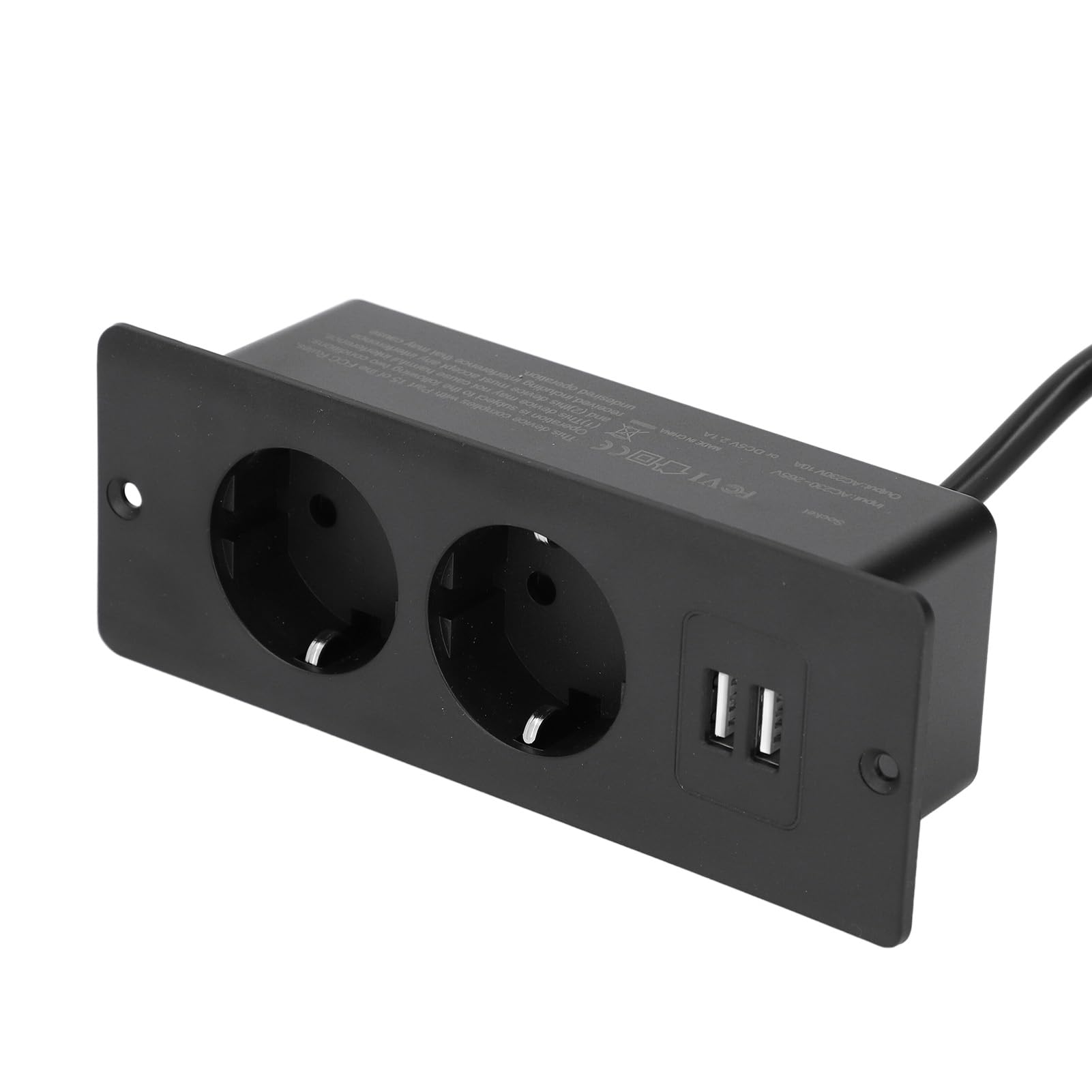 Presa Tavolo Nascosta, Presa Multipla Incasso Sottile 2 Prese CA 2 Porte USB, Presa Scrivania per Mobili con Cavo 1,8 M per Ufficio Domestico (BLACK)
