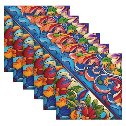 Servilletas de Tela Mexicana Talavera Set 6 Piezas miniatura 6