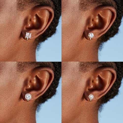 Thunaraz Cubic Zirconia Clip on Earrings - Women Hypoallergenic Comfortable Non Pierced Stud Earrings for Wedding and Dance Competitions, Clip-on Earrings Silver Gold4