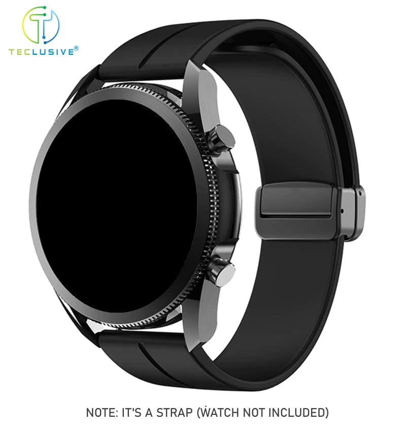 Image of T TECLUSIVE Premium Silicone Strap Band with Magnetic Lock 22mm Compatible for Galaxy Watch 3 45mm / Watch 46mm | S3 Frontier | Amazfit Stratos GTR | Fossil Gen 5 6 | Adjustable Silicon Band