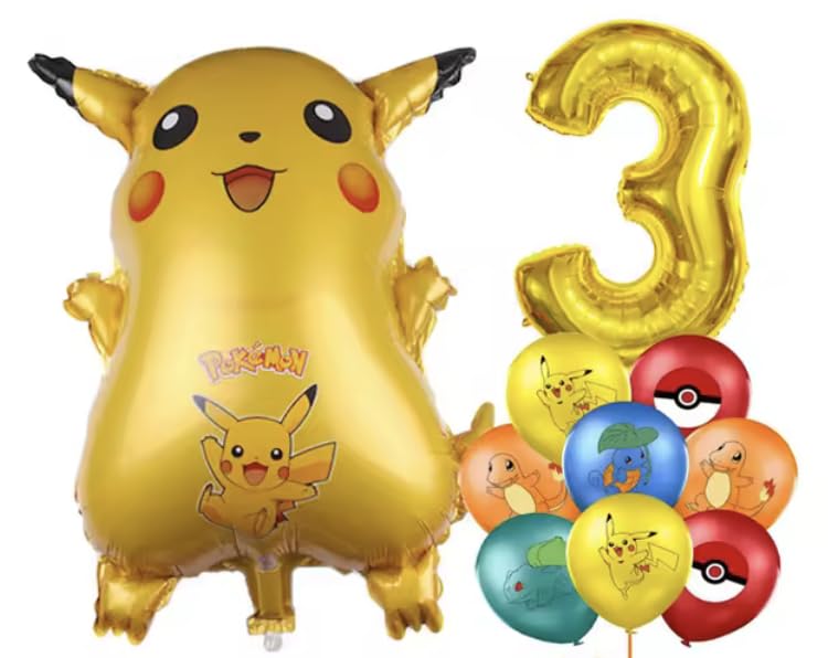 Pokémon Number/Numerical Balloons | 15+ Years | Pikachu | Three