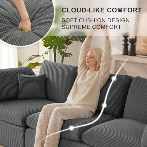 Image of 78 inch Loveseat Sofa, Small Boneless Couch for Living Room, Gray | Love Seat, Couches for Living Room & Apartments & Bedroom, Deep Seat, Kid & Pet Friendly, Family Ready
