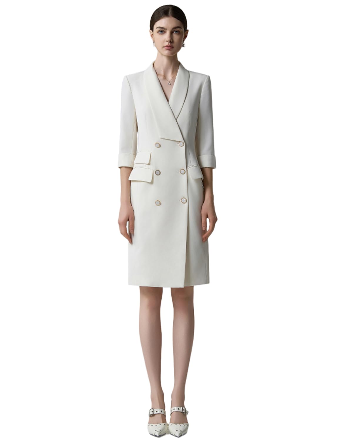 Womens Blazer Double Breasted Suit Dress Coat for Shawl Lapel Wedding Tuxedos Jacket