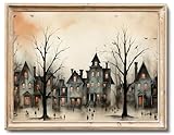 RETRART Haunted House Canvas Art Print Dark Academia Gothic Halloween Wall Decor, Vintage Spooky Painting for Bedroom, Living Room or Office Halloween Decorations Indoor (8x10 Inch, Unframed)
