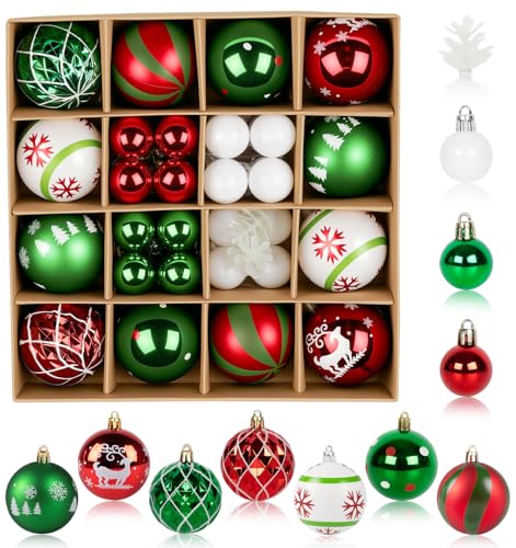 ilauke 42-Teiliges Weihnachtskugeln Set, 40 Stück Bruchsicher...
