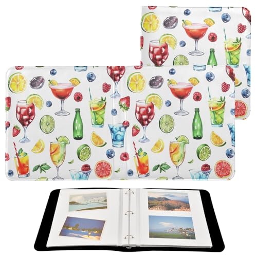 Álbum de fotos adhesivo DIY con estampado de frutas y bebidas de verano, encuadernado con anillas, 40 páginas, 8x10 para recuerdos miniatura 2