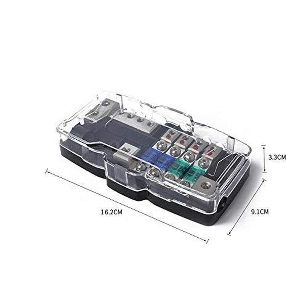 Scatola portafusibili multifunzione per auto Kacepar con luce LED in plastica nera compatibile con vari modelli di auto, SUV, camper, autobus, yacht e barche