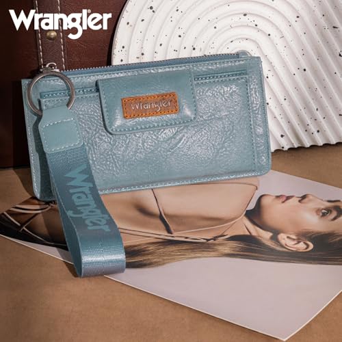 Image of Montana West X Wrangler Wristlet Wallet Large Clutch Women's Wallets Rfid Card Cases & Money Organizers with Coin Purse and Smooth Zipper