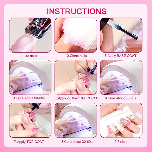 INPING UV Nagellack Rosa, 6 Farben Anny Gel Nagellack Pink, Soak-Off UV Gel Polish Geeignet für Anfänger Kunst Salon DIY, 8 ML