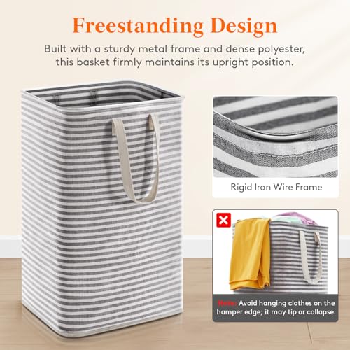 Image of Lifewit 75L Large Collapsible Laundry Hamper, Tall Foldable Dirty Clothes Baskets Waterproof, Freestanding Design with Easy Carry Handles in Dorm Bedroom Bathroom College, Black