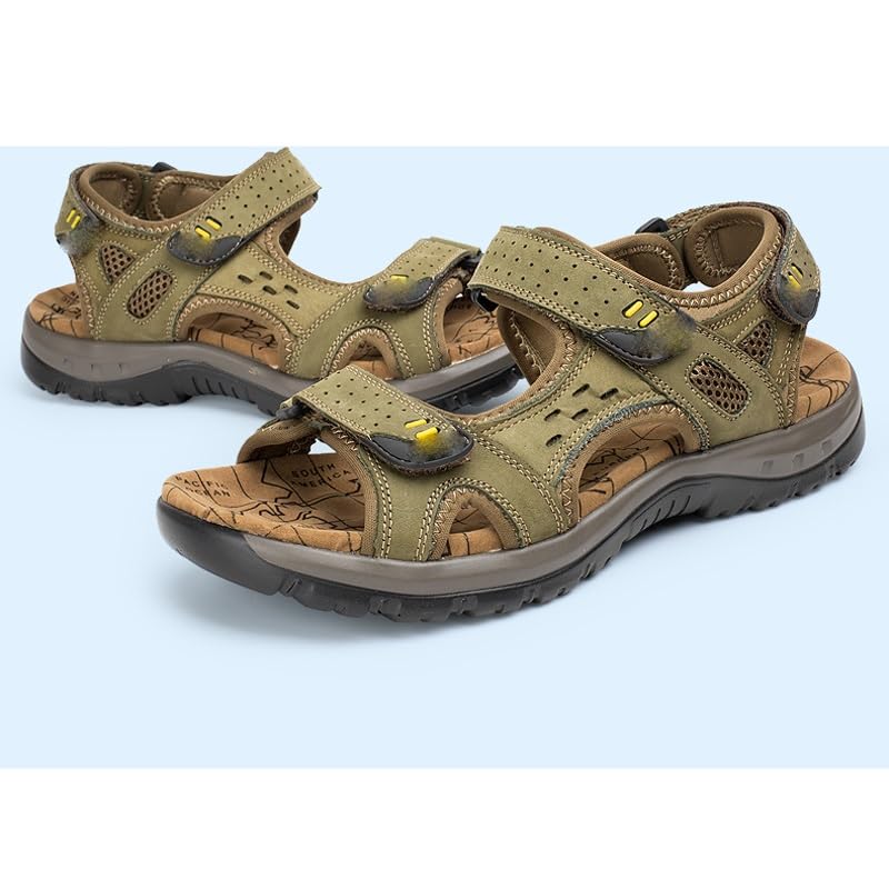 Men Slippers Beach Wading Shoes Leather Men's Sandals Outdoor Walking Treking Casual Shoes Hiking(48)4