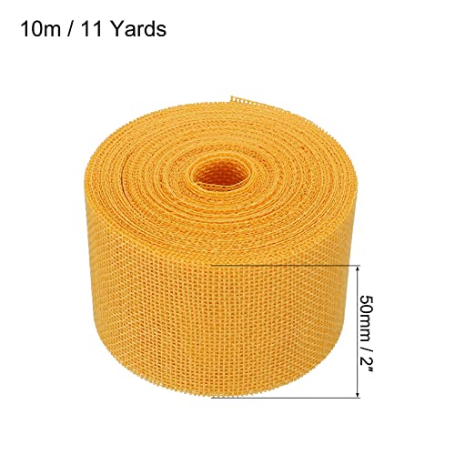 PATIKIL 2 Inch Wide 11 Yards Burlap Fabric Ribbon, Jute Crafts Roll Wrapping for Party Home DIY Wrapping Decoration Yellow - Image 2