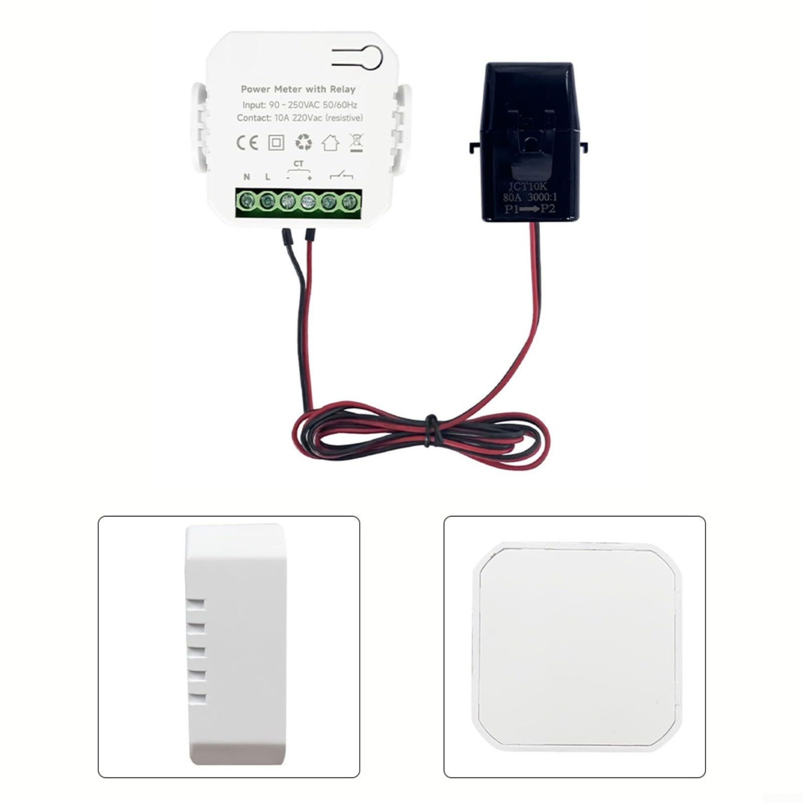 Tuya - Contador de energía WLAN (80 A, con pinzas, 110-240 V, para monitoreo de corriente)