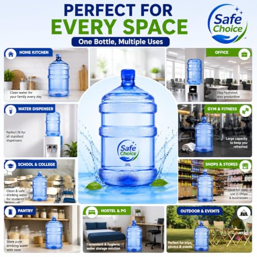 Image of Plastic Water Bottle - 20L, Mineral Water Dispensers Jar | Drinking Water Can | Big Water Bottle BPA Free Water Bottle Large Container With Thread Cap (BLUE)