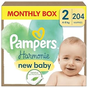 Pampers Harmonie Windeln Größe 2, 204 Windeln, 4kg-8kg, sanfter Hautschutz mit 100Prozent Pampers Schutz