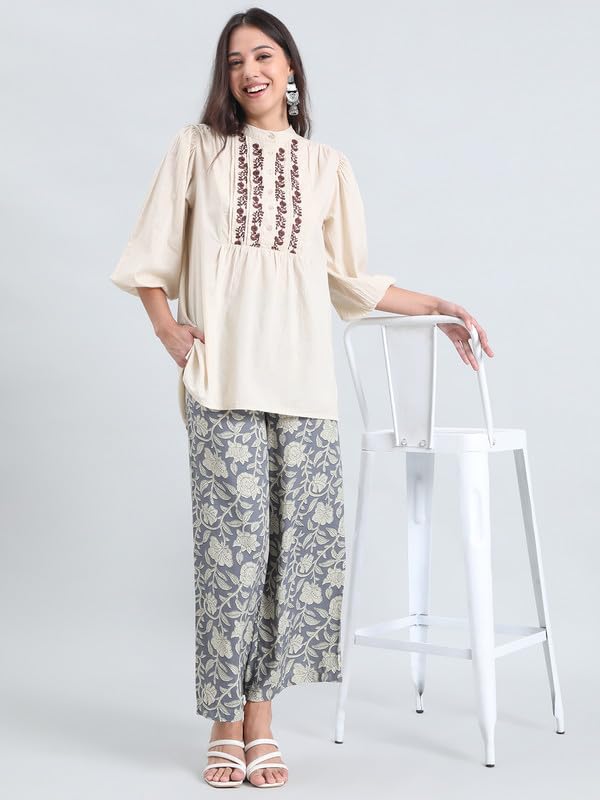 Image of GO COLORS Soft Viscose Printed Palazzo Full Length for Women| Breathable, Mid Rise