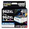 962XL – Cartuchos de tinta de color negro (paquete de 4) repuesto para HP 962 XL HP962 funciona con OfficeJet Pro 9015e 9018e 9025e 9028e 9010 9015 9018 9020 9025 9012 9010e 9014e 9014e 9Impresión