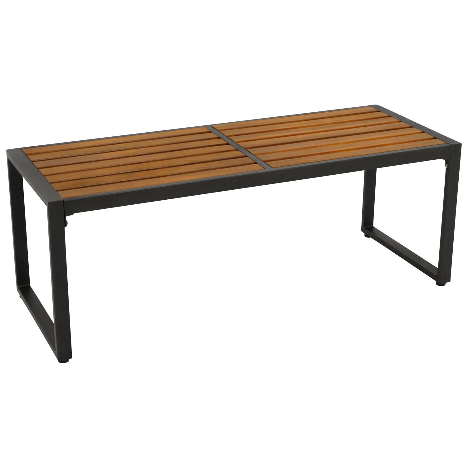 DEGAMO Gartenbank Hockerbank RAGUSA 2-sitzer 123cm, Gestell Metall anthrazit, Sitzfläche Akazie geölt, Outdoor