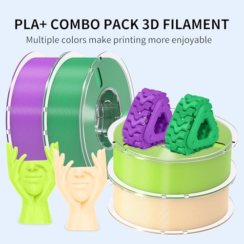 Image of RAMBERY PLA+ 3D Printer Filament Bundle 4KG, Toughness Upgraded 1.75MM 3D Printing Filament Fit Most FDM Printers，Purple /Green /Bright Green /Skin Color，1KG X 4 Spools