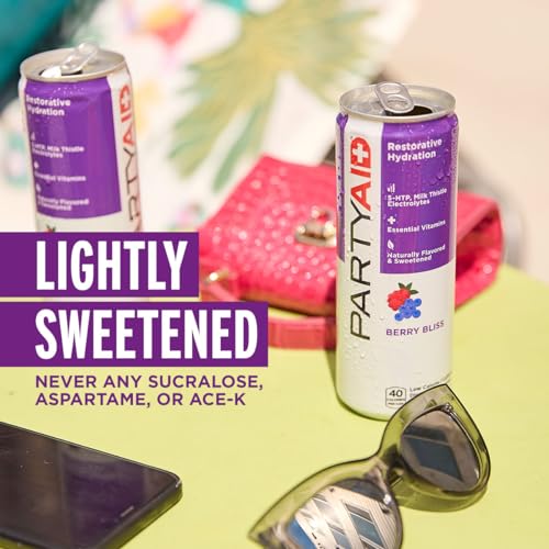 Image of PARTYAID Rehab Blend, Feel Good Tonight and Tomorrow, Contains 5-HTP, B-Complex, Milk Thistle, Electrolytes, No Artificial Flavors or Sweeteners, Caffeine-Free, 12 Fl Oz (Pack of 24)
