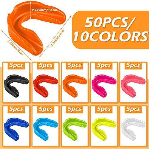 50 Pcs Sport Mouth Guards Mouthguard Gum Safety Tooth Armor Recreation Guard Athletic Mouth Safety for Boxing Basketball Soccer Hockey Karate Basketball Lacrosse (Multi Colours) 2 51y5ujp3vvL. AC