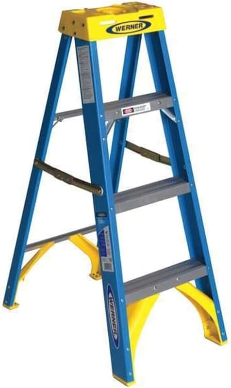 Werner feet, Silver 6004 250-Pound Duty Rating Type I Fiberglass Stepladder, 4-Foot